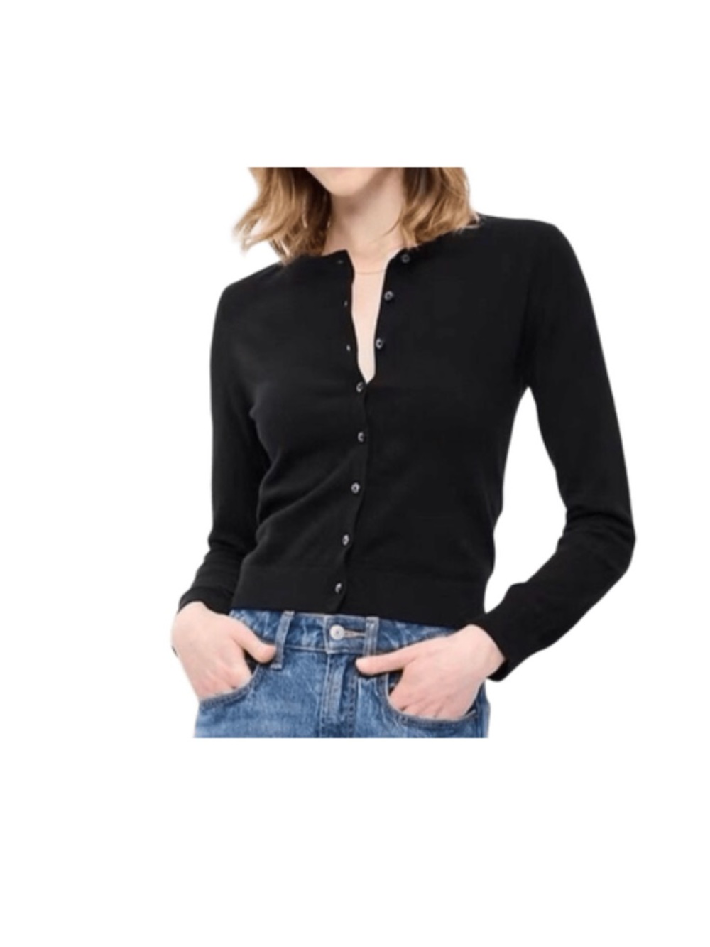 Old Navy Black Button-Front Women's Sweater Cardigan